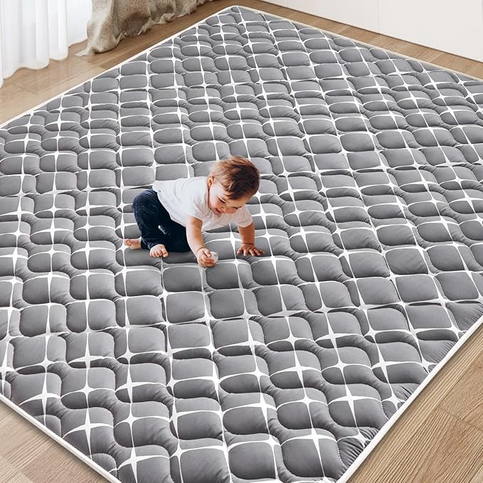 Baby Play Mat - 79" X 63",Premium Thicker Foam One-Piece Machine Washable, Extra Large Anti-Slip Soft Cushioning Foam Playmats for Babies and Toddlers, Foldable Baby Crawling Mat for Playpen