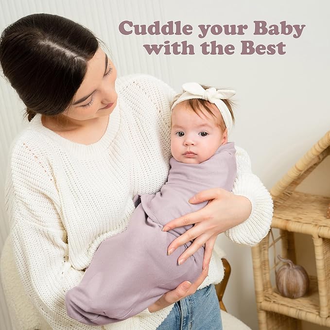 Bublo Baby Swaddles for Newborns – 3-Pack Infant Swaddles 0-3 Months – Adjustable Swaddle Sleep Sack – Soft 100% Cotton Baby Wrap for Safe & Cozy Sleep (Baby Pink-Lavender)