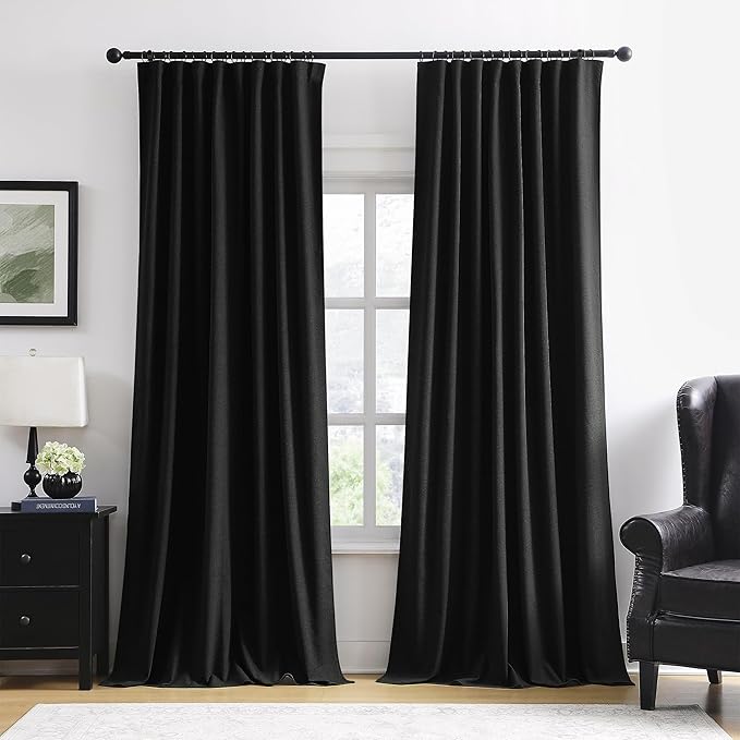 RAIN CITY 12 Feet Tall Blackout Curtains with Hooks 2 Panels Set Burg,100 Inch Wide Total Thermal Insulated Energy Saving Window Drapery for Living Room-50x144 Inches Long