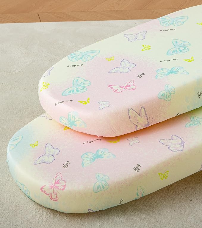 Jersey Butterfly Bassinet Sheets for Baby Girls,32 "x 16 "x 4", 2 Pack,Pink Cute Kawaii Standard Oval/Retangle Fitted Bassinet Sheets for Toddler,Super Soft Breathable