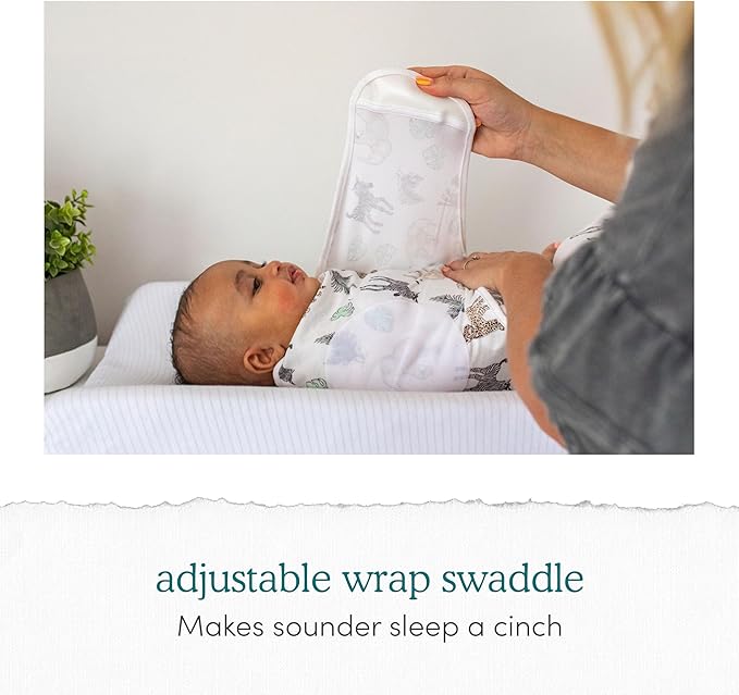 aden + anais Essentials Easy Swaddle Wrap Quick Change with Bottom Zipper, Snug Cotton Knit Baby Wrap Swaddle Blanket for Newborns, TOG 1.0, 3-Pack, Alphabet Animals, 0-3 Months, Small/Medium