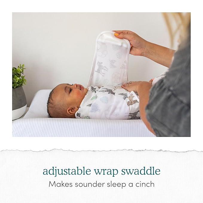 aden + anais Easy Swaddle Wrap, Newborn Wearable Swaddle Blanket, Adjustable Fasteners, 100% Cotton, 3 Pack, 0-3 Months, Desert Sun