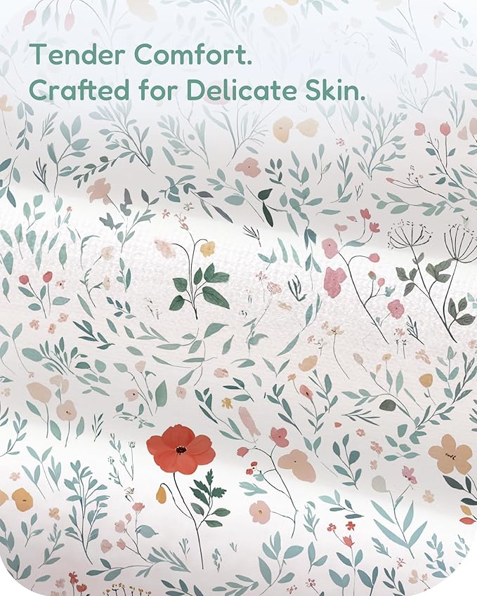 Pack and Play Sheets Fitted, Soft Green Leaf+Flower, Ultra Soft, Hypoallergenic and Breathable, 2 Pack for Baby Boys and Girls
