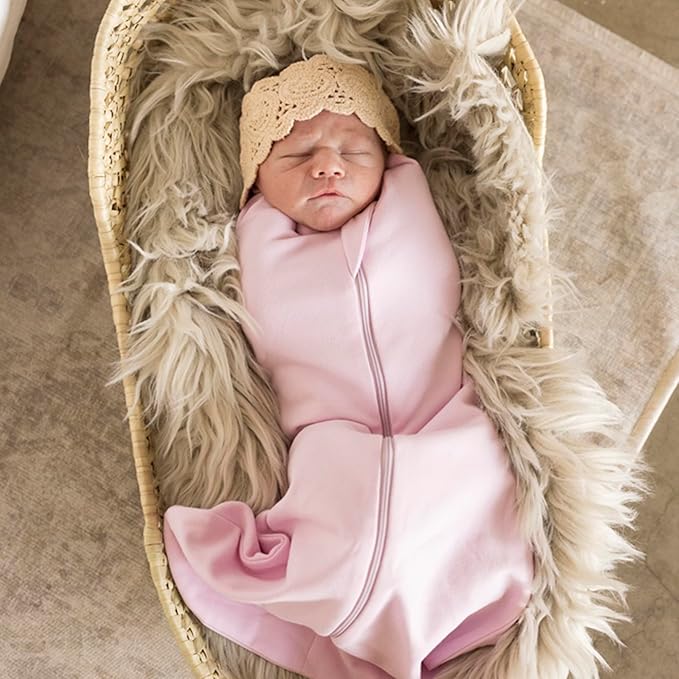 Tiny Twinkle Baby Sleep Sack 3-6 Months 1.0 TOG, Cotton & Elastane Wearable Blanket, Swaddle Transition Micro-Fleece, Machine Washable(Pink)