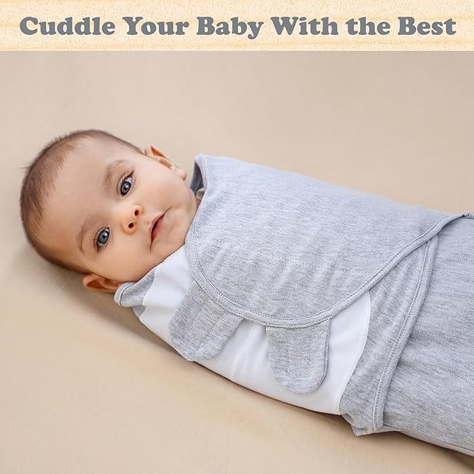 Bublo Baby Swaddles for Newborns – 3-Pack Infant Swaddles 0-3 Months – Adjustable Swaddle Sleep Sack – Soft Organic Cotton Baby Wrap for Safe & Cozy Sleep (Melange Grey)