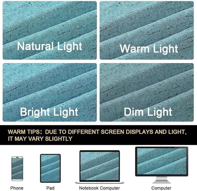 PrinceDeco 100% Blackout Curtains Linen Curtain for Sliding Glass Door Extra Wide Patio Door Curtains for Sliding Glass Door Room Divider for Bedroom/Living Room,W100 X L108, Teal Blue