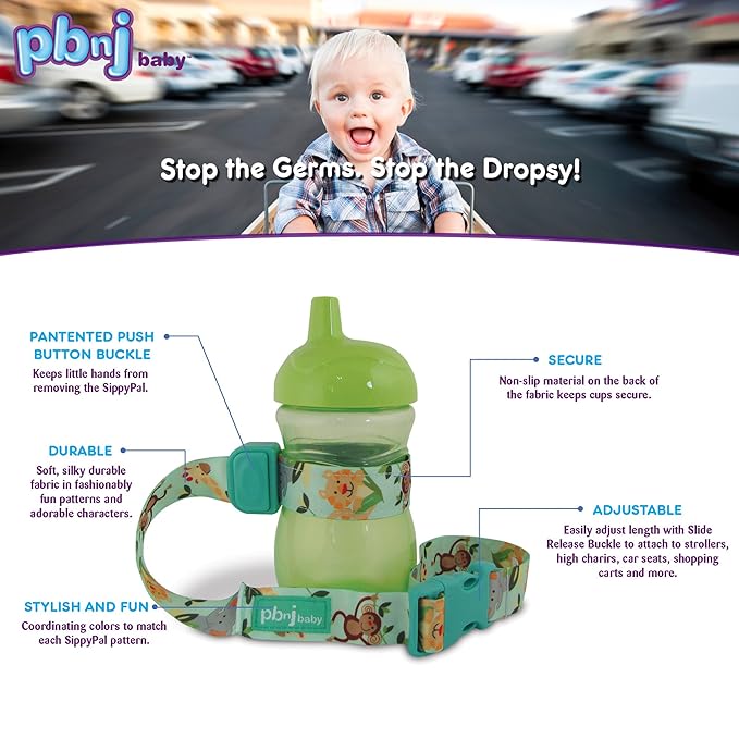 PBnJ Baby SippyPal Sippy Cup Holder Strap Leash Tether (Puppy 2-Pack)