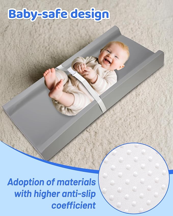 Manlilai Vegan Leather Baby Changing Pad, Waterproof Wipeable Diaper Changing Mat 31.5x16 Inch for Infants, Comfortable Station for Table and Dresser