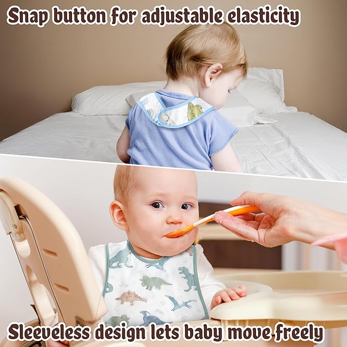 R HORSE 5Pcs Baby Bibs Set Toddler Bibs with Crumb Catcher Pocket & Snap Button Waterproof Baby Feeding Bibs for 6-24 Months