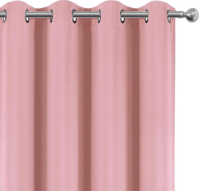 LEMOMO Blackout Curtains 52 x 72 Inch Pink Curtains 2 Panels Darkening Thermal Insulated Bedroom Curtains
