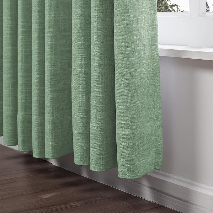 ChadMade Pravicy Protecting Grommet Header Drape 96 Inch Length Curtain Natrual Linen Drapery for Sliding Door Living Room with Rod 84Wx84L, 1 Panel, Lagoon, Tallis Collection