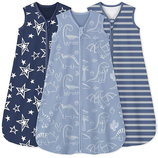 Yoofoss Baby Sleep Sack 6-12 Months 0.5 Tog Wearable Blanket for Baby, 3 Pack 100% Organic Cotton Infant Toddler Sleeping Sack 2-Way Zipper Lightweight Sleep Sack