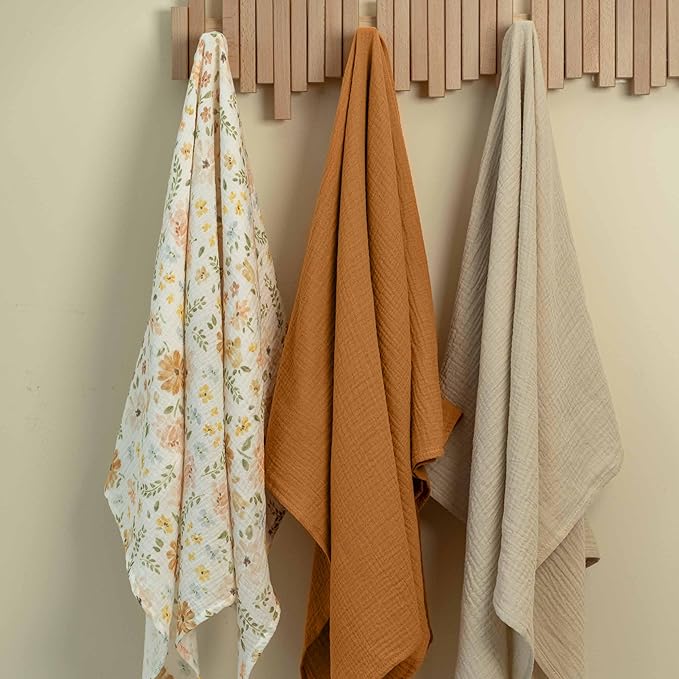 GLLQUEN BABY Muslin Swaddle Blankets,3-Pack Receiving Blanket for Newborn Boys and Girls,Baby Swaddle Blanket Unisex,Pastoral Whispers,Baby Essentials, Registry & Gift, 40 x 38 inches