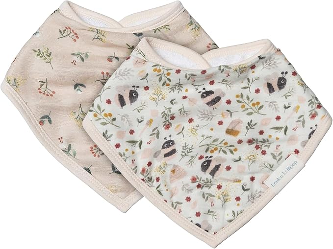 Loulou Lollipop Muslin Bandana Bib Drool Bib Set for Baby Girl and Boy, Adjustable 3 to 36 Months, 2 Pack