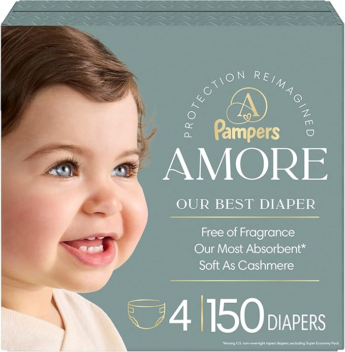 Pampers Amore, Size 4 (15-34 lbs), 150 Count, Our Best Diaper