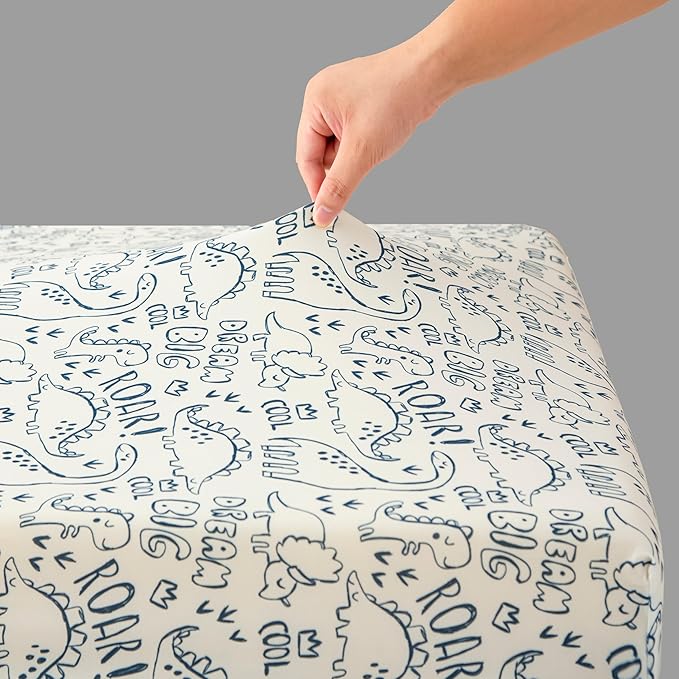 SDIII Dinosaur Pack N Play Sheets Fitted 2 Pack Stretchy Microfiber Jersey Knit Dino Mini Crib Sheets for Mattress 38x26 Soft Toddler Playard Bedding