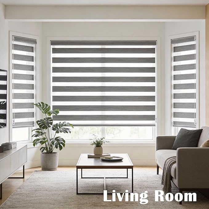 Zebra Blinds Window Blind Zebra Shade Blinds for Windows Roller Sheer Shades Privacy Light Filtering Shades for Home Kitchen Bathroom (Width 71'' X Height 72'' Grey)
