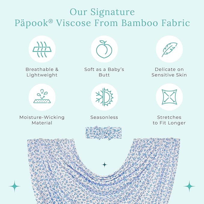 Posh Peanut Swaddle Blanket & Headband Set – Viscose from Bamboo Stretchy Baby Swaddle for Newborn Girls, Receiving Blanket or Nursing Cover