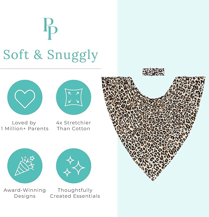 Posh Peanut Swaddle Blanket & Headband Set – Viscose from Bamboo Stretchy Baby Swaddle for Newborn Girls, Receiving Blanket or Nursing Cover