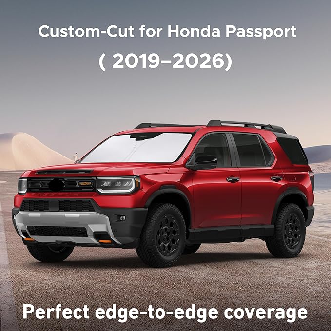 Econour Windshield Sunshade for Honda Passport 2019-2024 2025 2026, Sun Visor for Front Windshield & Window Sun Shade Cover, UV Heat Blocker & Protector, Car Accessories