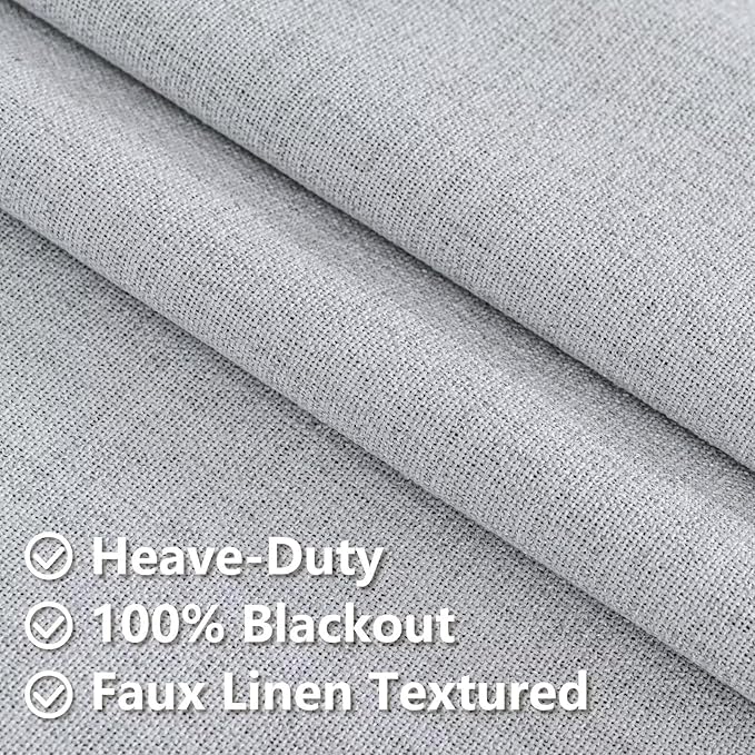 100% Blackout Curtains for Bedroom Room, Custom Curtains Blackout Thermal Insulated 1 Panel, Grommet Light Blocking Drapes for Bedroom Windows Luxury Decor(Custom Size,Greyish White
