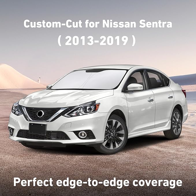Econour Windshield Sunshade for Nissan Sentra 2013-2017 2018 2019, Sun Visor for Front Windshield & Window Sun Shade Cover, UV Heat Blocker & Protector, Car Accessories