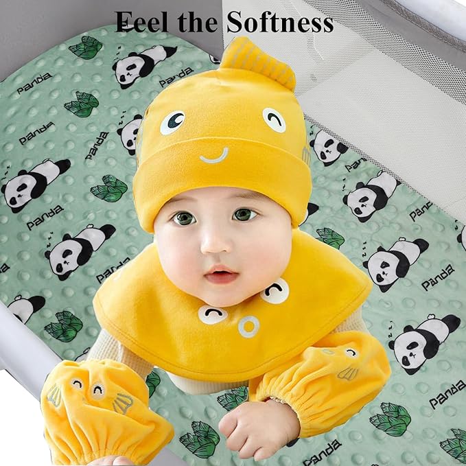 Dot Bassinet Sheet Set 2 Pack Stretch Fitted 35"x21" Bedside Bassinet Sheets,Ultra Soft, for Baby Girls and Boys Panda,Dinosaur