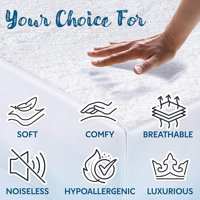 Guardmax Terry Cotton Twin Size Mattress Protector - Waterproof & Dust Mite Proof Mattress Cover with Stretchable Pockets - Soft, Comfortable, & Noiseless Waterproof Fitted Sheet.(39 x 75 x 13)