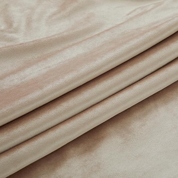 PRIMROSE Champagne Velvet Curtains 102 inch Long for Living Room,Set of 2 Panels Blackout Rod Pocket Back Tab Window Treatment Room Darkening Heavy Decorative Curtains Drapes for Bedroom