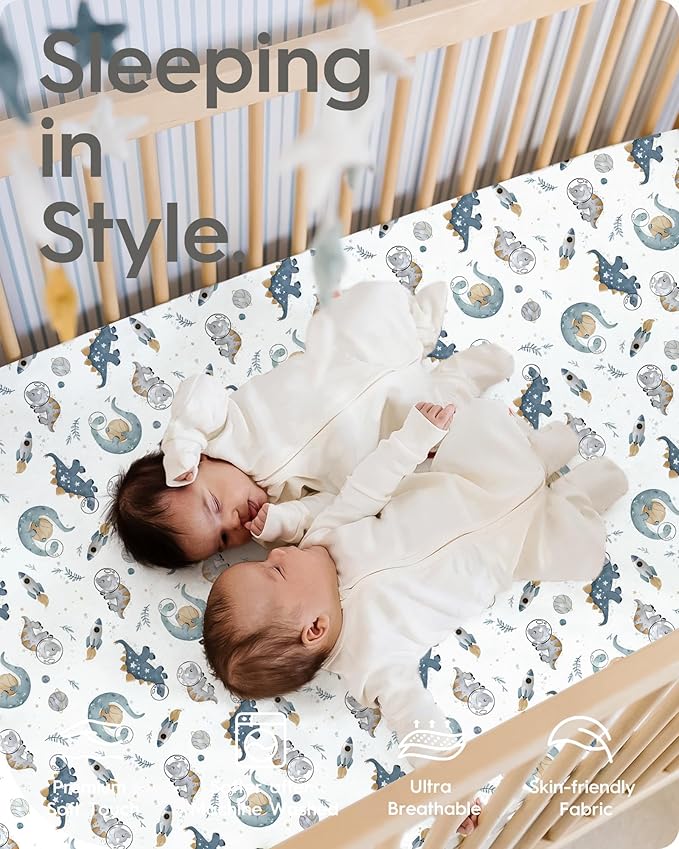 TotBasic Baby Crib Sheets Boy Girl for Standard Crib Mattress - Ultra Soft Jersey Knit Neutral Crib Mattress Sheet, Safe and Snug, Durable, Stylish Crib Sheet Fitted, 28''x52''x9'' Extra Deep Pocket