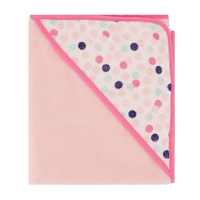 Cudlie Buttons & Stitches Baby Girl 6 Pack Rolled/Carded Hooded Towels in Blooms & Dots Print, GS71731
