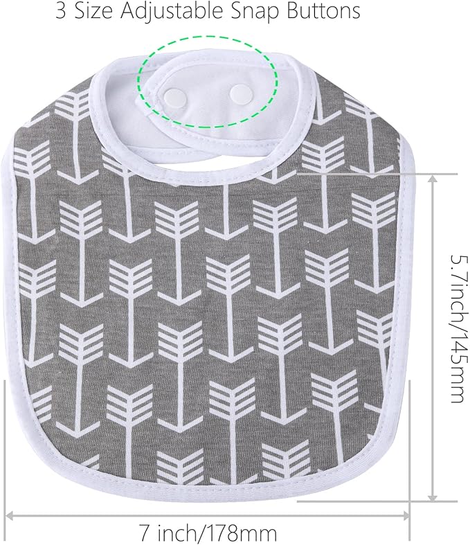 Hakochia Waterproof Baby Bibs Organic Cotton Super Soft and Absorbent With Adjustable Snap for Baby Boys and Girls