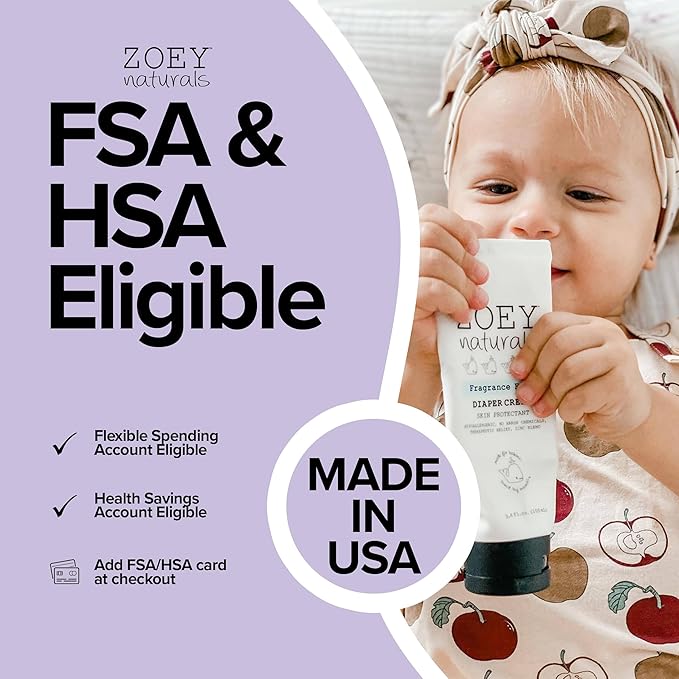 Zoey Naturals Baby Diaper Cream - Pediatrician & Dermatologist Approved - Zinc Oxide & Kaolin Clay Rash Protectant for Soothing Relief & Healing - Mom's Choice Award Winner - Fragrance Free 3.4 oz