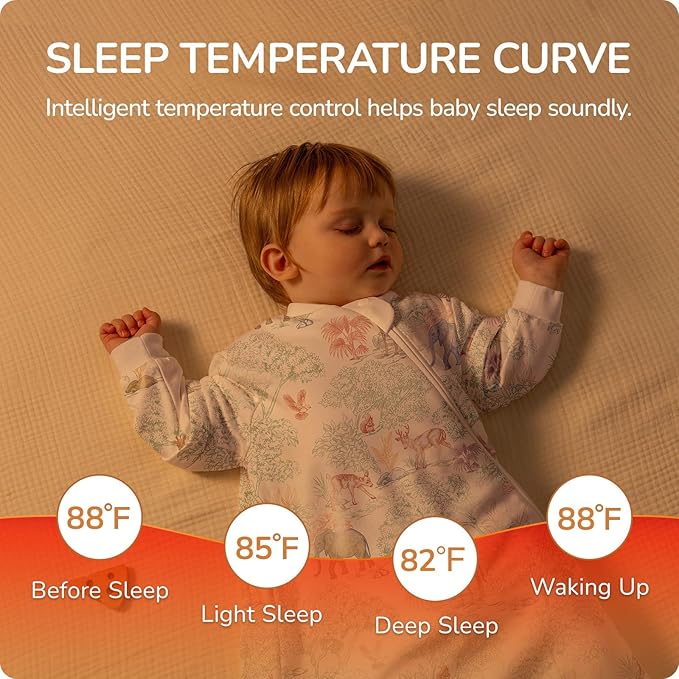 Baby Sleep Sack 18–24 Months, Cotton Sleep Sack with Detachable Long Sleeves, 1.0 TOG Wearable Blanket for Cooler Nights, 2-Way Zipper Toddler Sleeping Sack with Temperature Strip, ELK