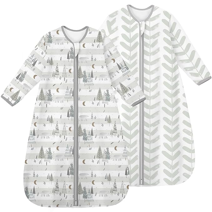 Yoofoss Baby Sleep Sack 18-24 Months Long Sleeve Wearable Blanket Baby 100% Cotton 2-Way Zipper 0.5 Tog Toddler Sleeping Sack, Lightweight(X-Large)