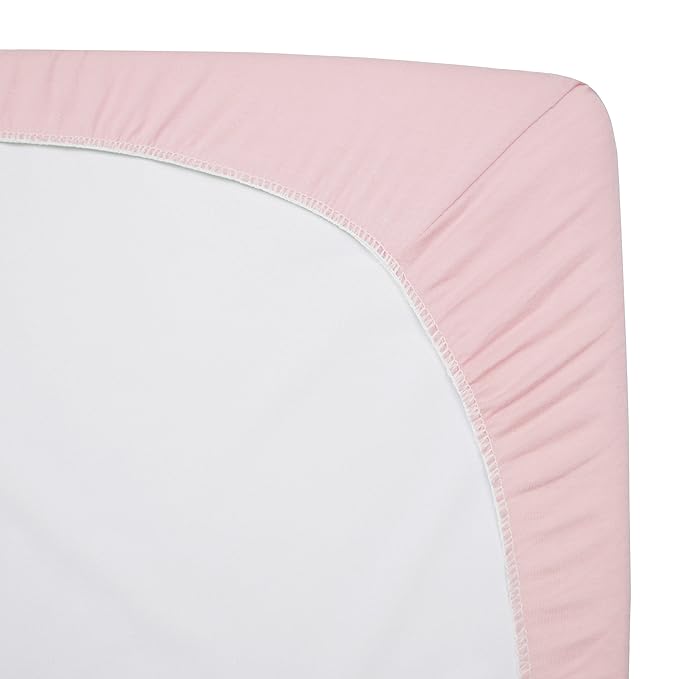American Baby Company 2 Pack 100% Natural Cotton Fitted Mini Crib Sheets 38" x 24" - Soft & Breathable Small Nesting Portable Sheets, Fits Pack N Play Mattresses, Pink, for Boys & Girls