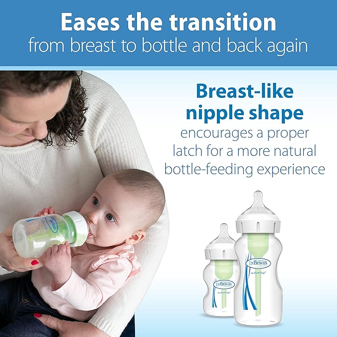 Dr. Brown's Natural Flow Level 3 Wide-Neck Baby Bottle Silicone Nipple, Medium-Fast Flow, 6m+ & Natural Flow Y-Cut Narrow Baby Bottle Silicone Nipple, Ideal for Thicker Liquids, 9m+