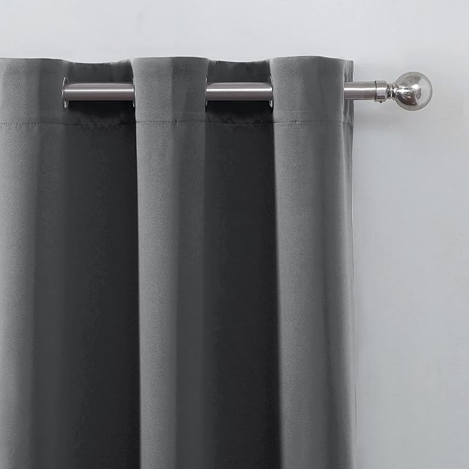 LEMOMO 100% Blackout Curtains 40 x 84 Inch/Frost Grey Curtains 2 Panels with Black Lining Room Darkening Thermal Insulated Bedroom Curtains