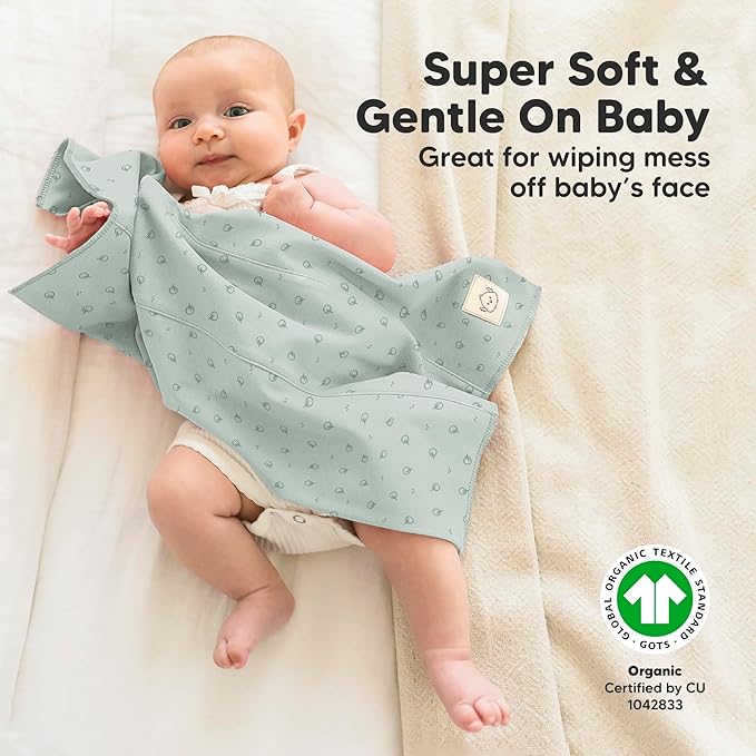 Organic Burp Cloths Baby Boy, Girl - 6-Pack Large 100% Cotton Burping Cloths for Babies, Spit Up Rags, Super Absorbent, Ultra Soft Newborn Rag, Gender Neutral, Machine Washable, Durable (Nordic)