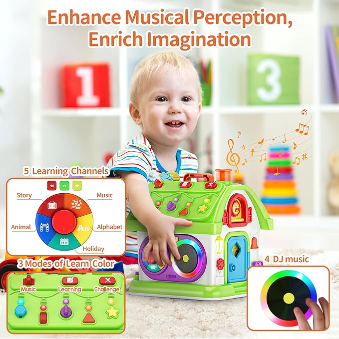 Montessori Toy for 1 Year Old Girl Boy Gifts, Musical Baby Toy 9-12-18 Month, Bilingual Educational Toddler Toy Age 1-2, First Birthday Gift for 1 Year Old Girl Boy (Green)