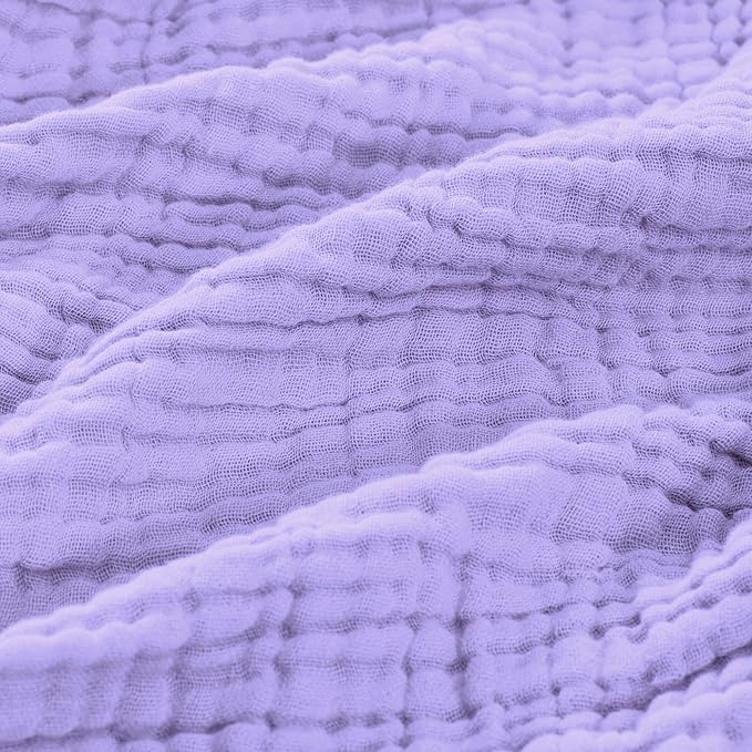 Carriediosa 100% Cotton Muslin Throw Blanket 50" X 70" Twin XL Size，4-Layers Summer Gauze Throws for Bed Couch，Soft Lightweight Breathable Linen Blankets Bedspread for Adults All Season，Light Purple