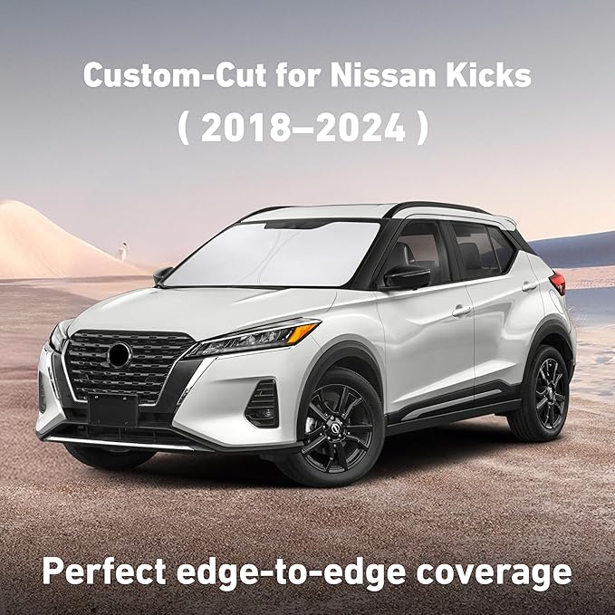 Econour Windshield Sunshade for Nissan Kicks 2018-2022 2023 2024, Sun Visor for Front Windshield & Window Sun Shade Cover, UV Heat Blocker & Protector, Car Accessories