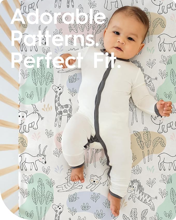 TotBasic Premium Soft boy Crib Sheets, Ultra Breathable Crib Fitted Sheet, Super Stretchy Baby Bed Sheets 28''x52''x9'' Extra Deep Pocket
