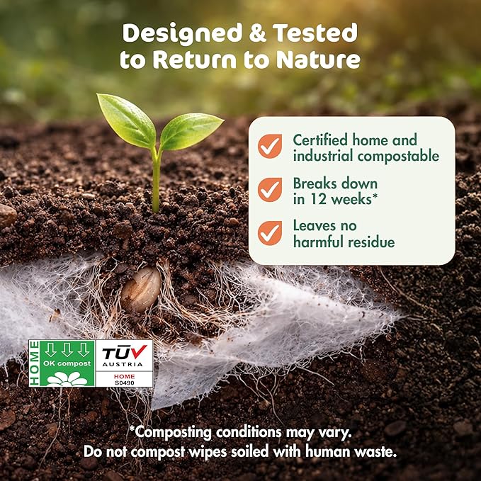 Eco by Naty Unscented Baby Wipes, (3 packs of 56), Plant based Compostable Wipes, 0% plastic. No nasty chemicals, 168 Count