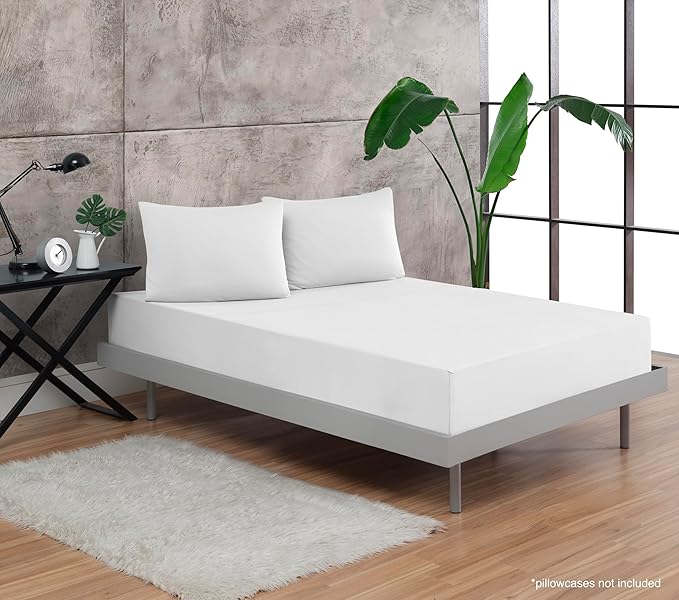 100% Cotton Fitted Sheet Only - Deep Pocket up to 16inch - All-Around Elastic - T-Shirt Fabric Jersey Knit - Extra Soft - Easy Fit - All Season - Comfy (White, Queen)