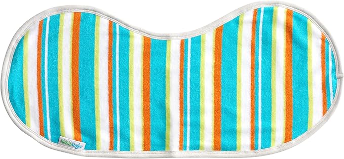 Kiddologic Baby Burp Cloth, Triple Protection, 2 Layers Soft Absorbent Terry, Waterproof Lining, Large Size Curved Design, Extra Coverage, Newborn/Infant Unisex Burping Rag, Fresh Lime (Green) Stripe