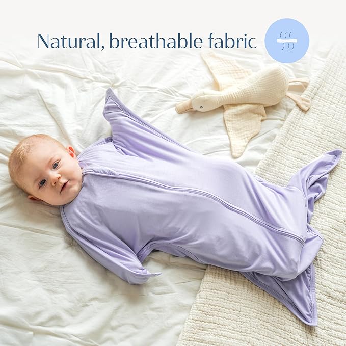 SleepingBaby Bamboo Zipadee-Zip Transition Swaddle – EverSoft Wearable Blanket with Two-Way Zipper for Easy Diaper Changes, X-Small 3-6 months, Lilac