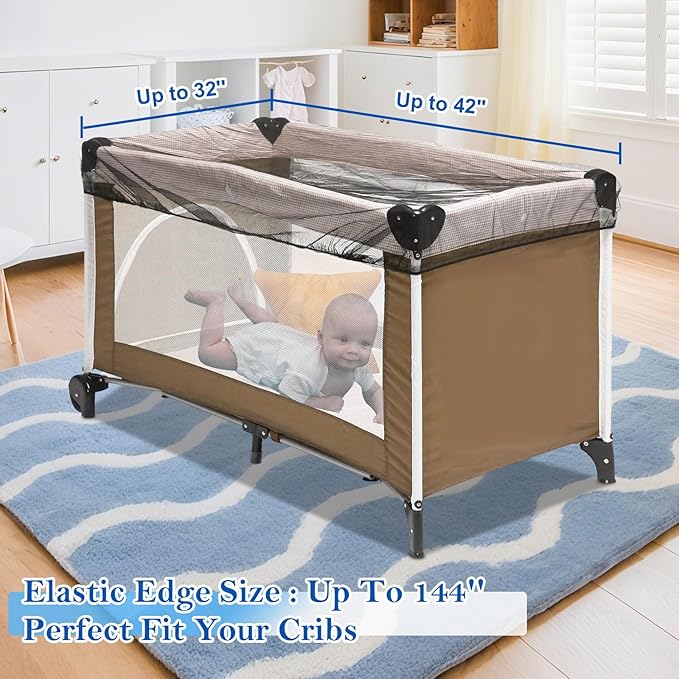 South to East Mosquito Net for Stroller, Baby Bug Netting with Storage Bag, Breathable & Portable Mosquito Nets for Strollers, Car Seat, Bassinet, Cradle, Playard, Travel Mini Crib (Black)