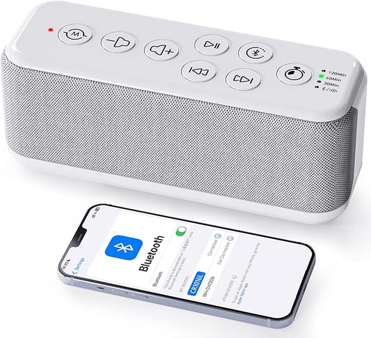 OnLyee White Noise Sound Machine with Bluetooth Speaker, 15 Soothing Sounds, Office Privacy & Noise Canceling, 3000mAh Rechargeable Battery, Auto-Off Timer & 8-Level Volume– Ideal for Baby