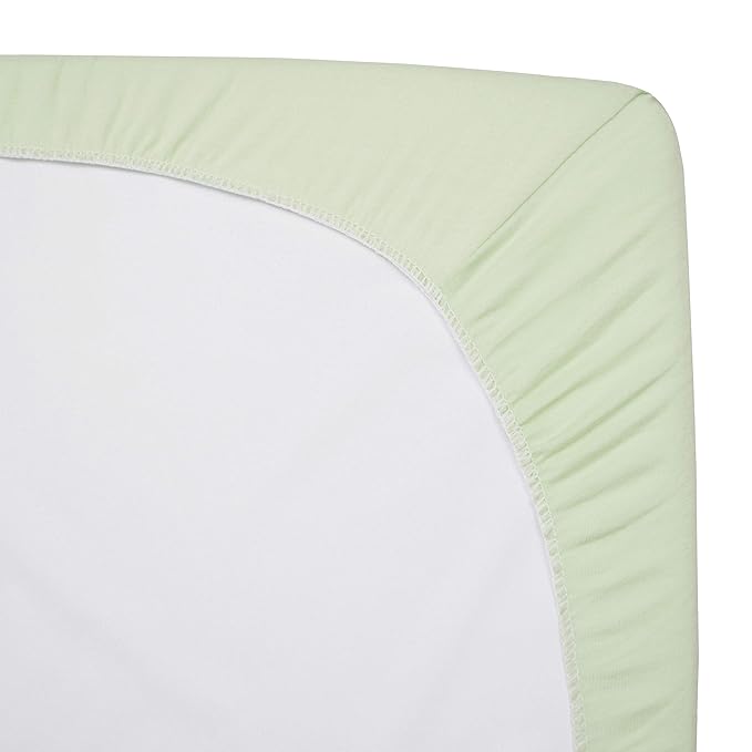 American Baby Company 2 Pack 100% Natural Cotton Fitted Mini Crib Sheets 38" x 24" - Soft & Breathable Small Nesting Portable Sheets, Fits Pack N Play Mattresses, Celery, for Boys & Girls